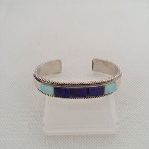 Native American Sterling Silver Bracelet multi natural Stones.